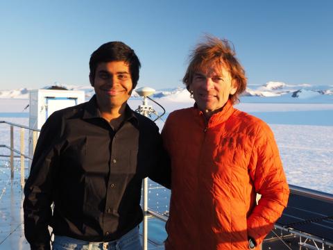 Photo of a UC Irvine graduate student, Ratnakar Gadi  and their advisor, Professor Eric Rignot